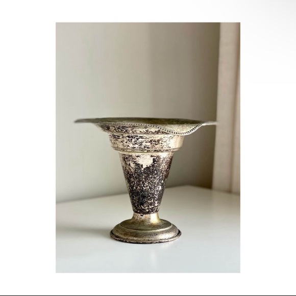 Antique Silver Metal Vessel / Object / Vase / Accent - Picture 6 of 8